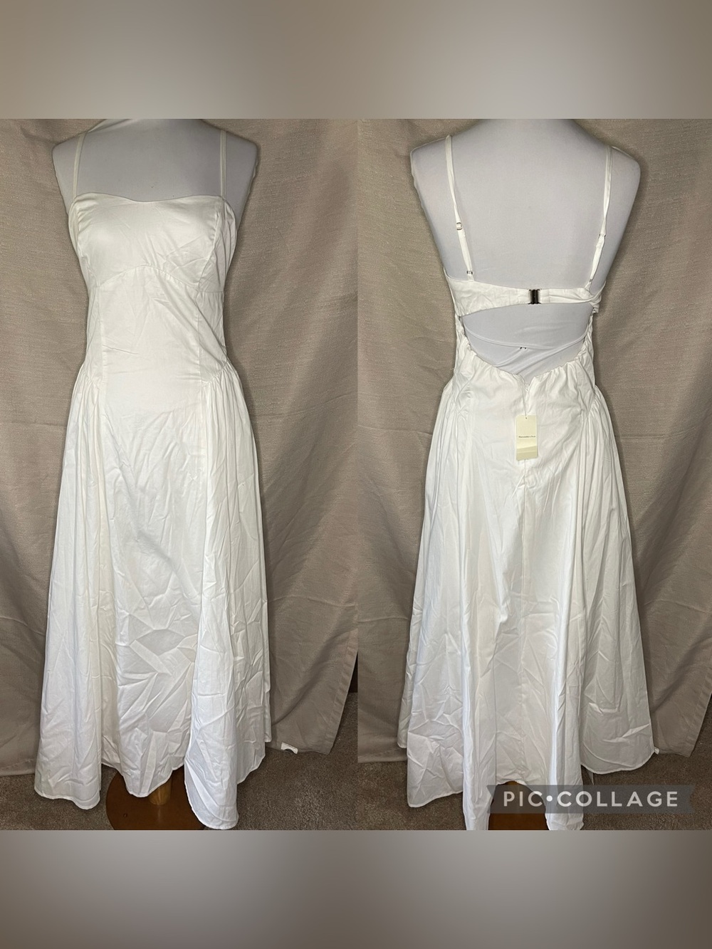 Abercrombie & Fitch White Backless A-Line Maxi Dress